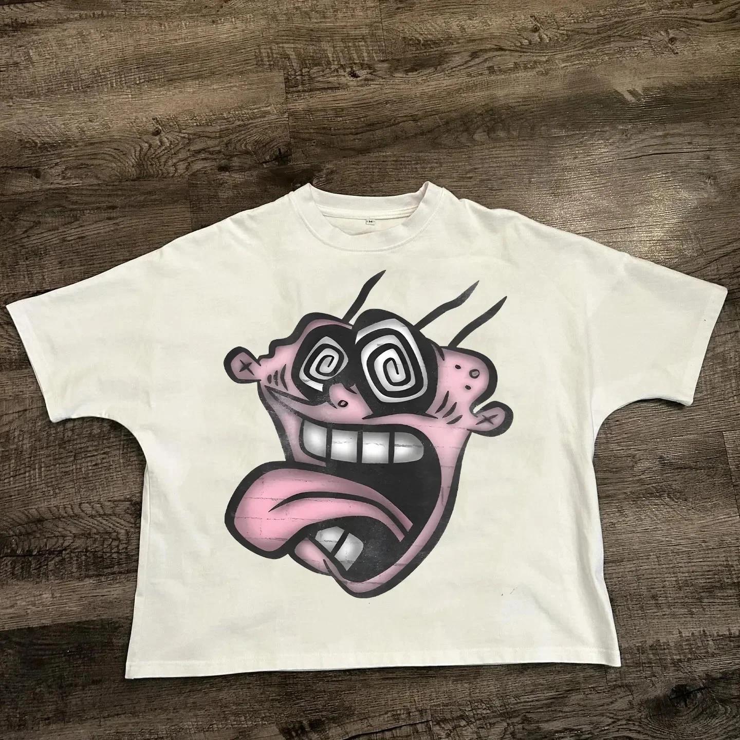 Cartoon Graphic Mens Y2KT Shirt Retro Character Streetwear Cotton Tee S-4XL XL