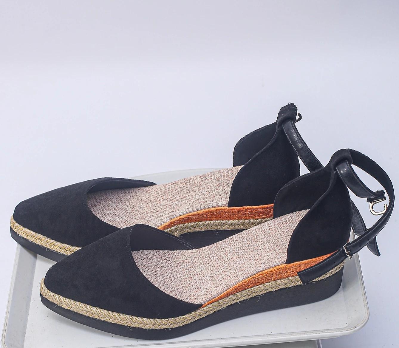 

Модная женская обувь с закрытым носком, женские сандалии 2025, горячая распродажа, новые сандалии кэжуал с круглым носком, женские однотонные туфли на танкетке высокого качества 43 чёрный