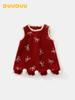 DUUDUU Winter 2025 New Year's Velvet Dress for Baby Girls' First Birthday