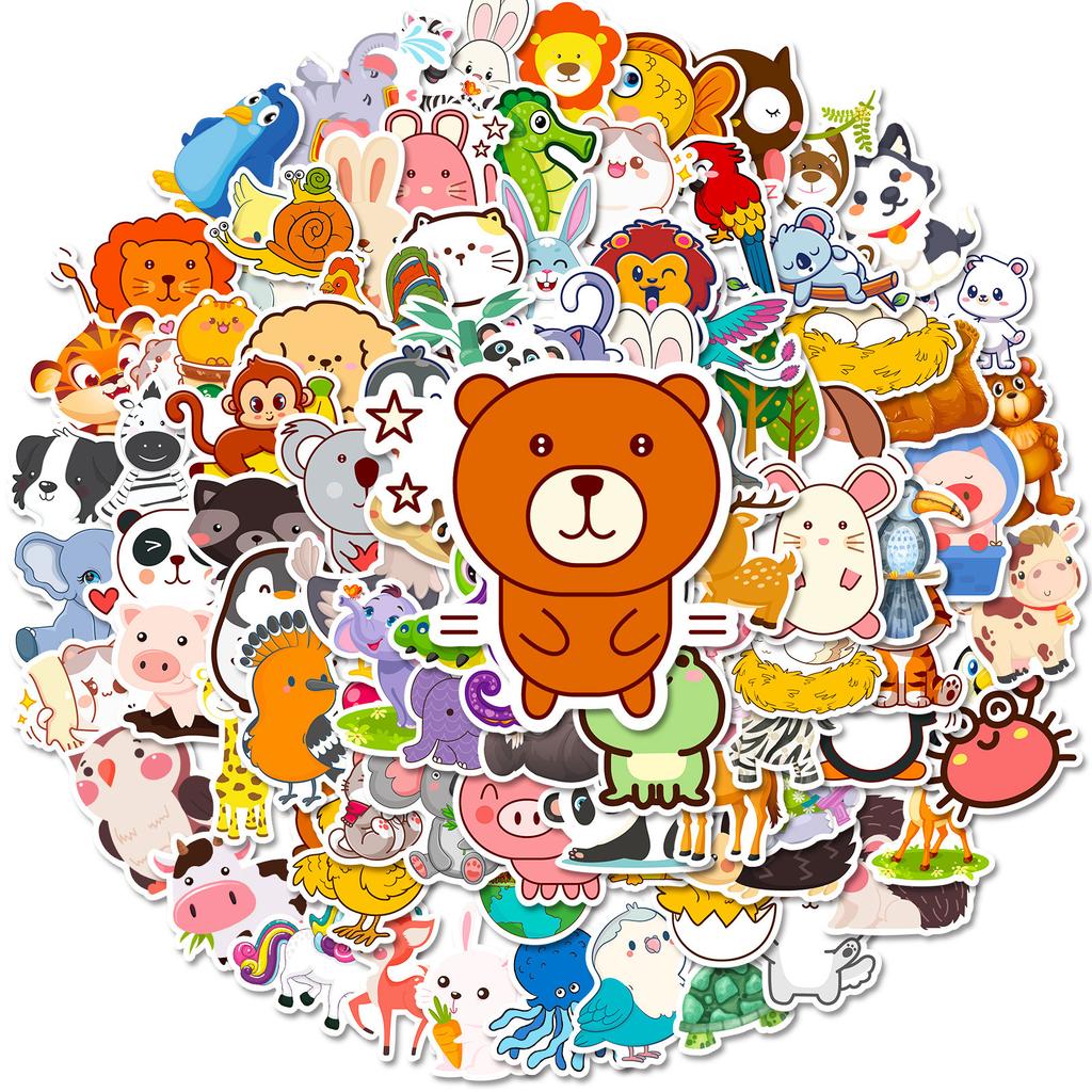 100 Cute Small Animal Stickers Cartoon Diy Waterproof Small Animal Doodle Stickers Notebook Decoration Stickers