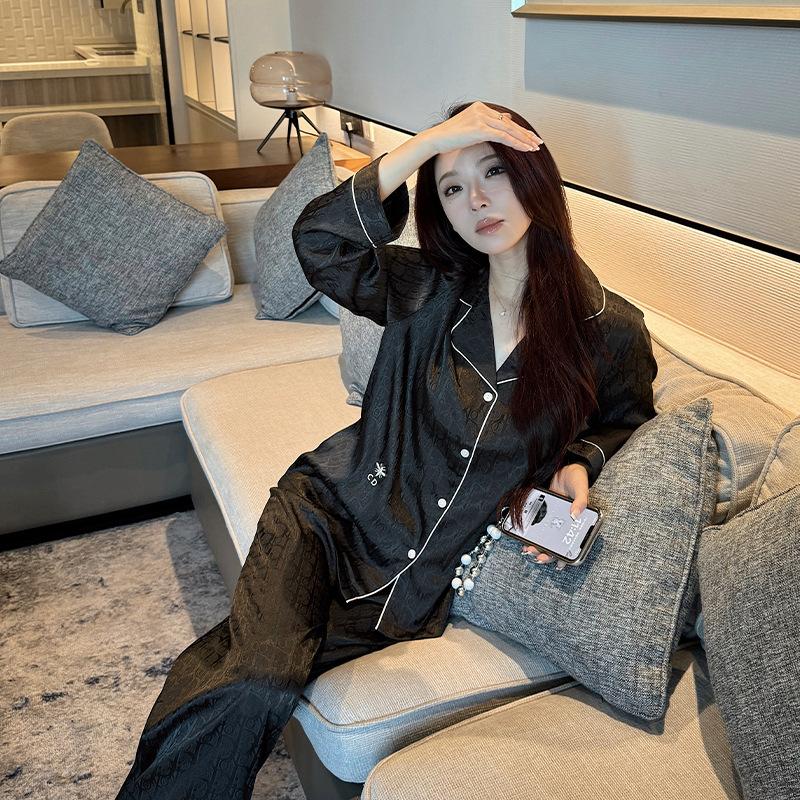 Autumn Two-piece Long-sleeved Trousers Jacquard Embroidered Suit Women's Pajamas Seasonal Style Pajamas