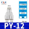 Pneumatic Nylon Air Hose Quick Connect Fittings: PU Straight, PY 5-Way, Cross 4-Way, PZA 3-Way, PE Connector with White/Blue Cap