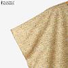 ZANZEA Women Casual Round Neck Floral Print Cape Shape Short Sleeve Blouse