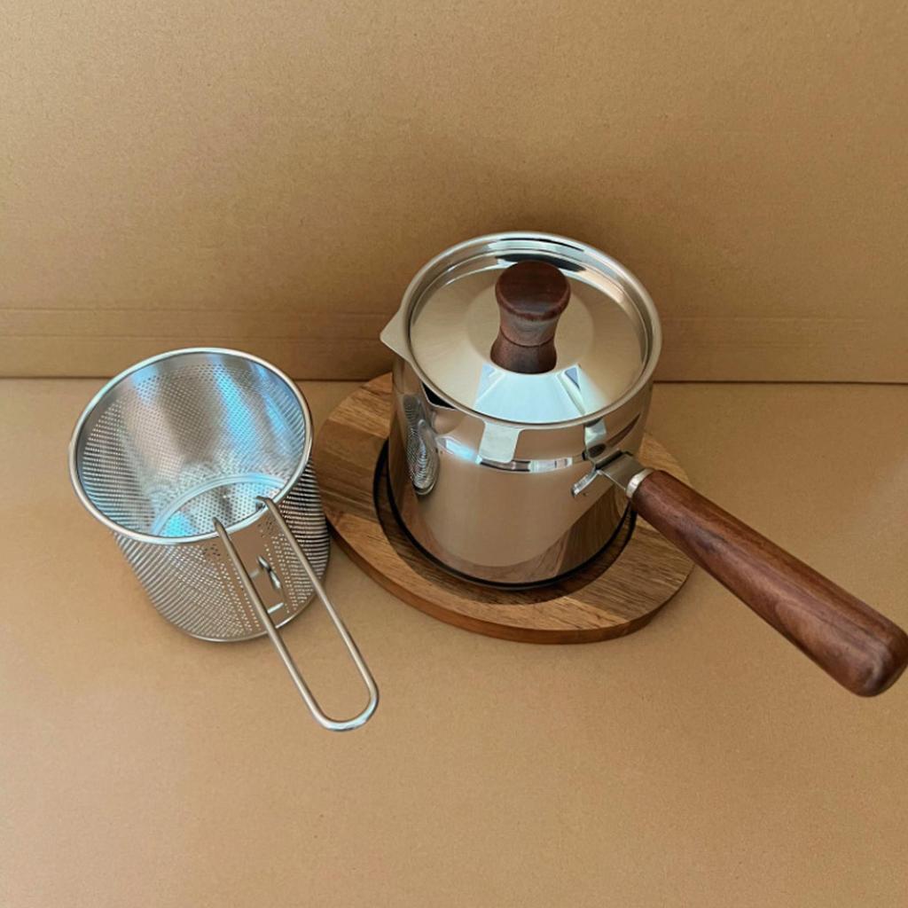 Kleine Fritteuse mit Korb Edelstahl Große Kapazität Küchenutensilien mit Korb und Sieb Fritteusekorb für