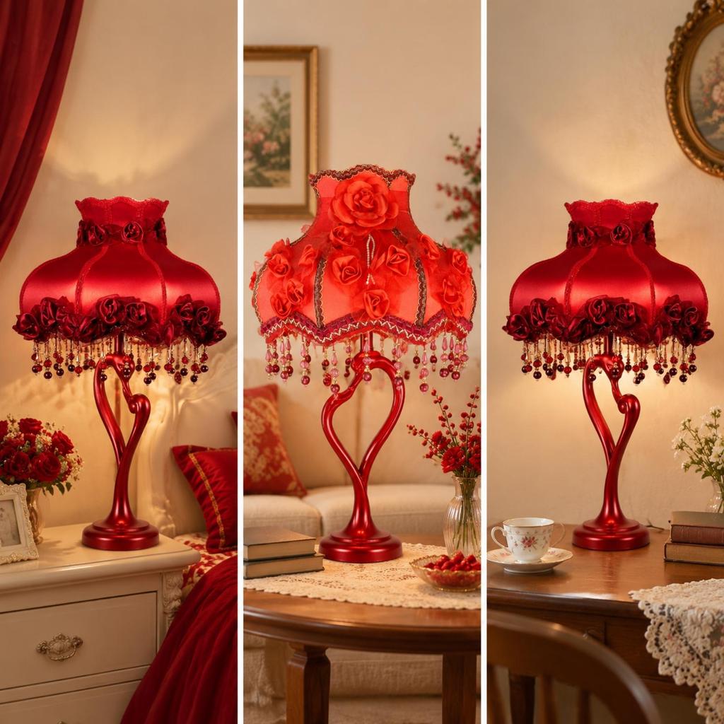 E27 Screw Fitting Lampshade Beaded with Dangling Bead Ornaments Ornate for Bedroom,