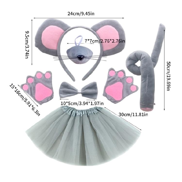 Animal Dress Up Kits Mouse Hairband, Tail, and Bowtie for Kids Birthday Parties