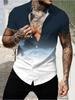Men'S Casual Gradient Printed Short Sleeve Shirt, Polyester Material, Mixed Color, Multiple Specifications Available, Suitable for Daily Wear And