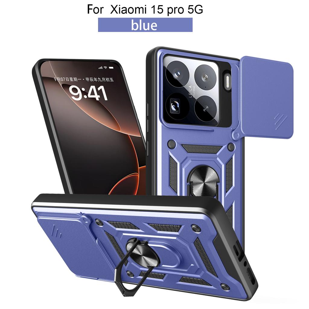 Pour Xiaomi 15 Pro Coque Xiaomi 14 Pro Housse Mi 13 Pro Mi 15 Support Anneau Magnétique Coque Armure Téléphone Glissière Protection Caméra Housse Arrière