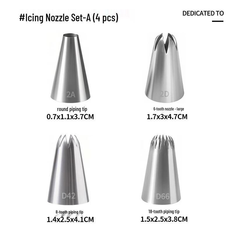 Zhaoran 304 Cake Decorating Nozzle Set A (4 Pcs)