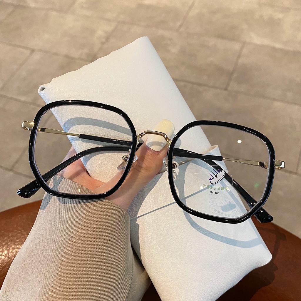No Makeup Glasses, Women'S Anti-Blue Light Round Face, Thin And White Flat Glasses Can Be Matched With Myopia Glasses Frames