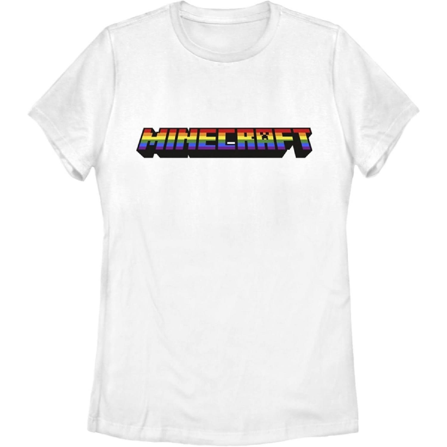 Женская футболка Fifth Sun с радужным логотипом Minecraft XXXXXL белый