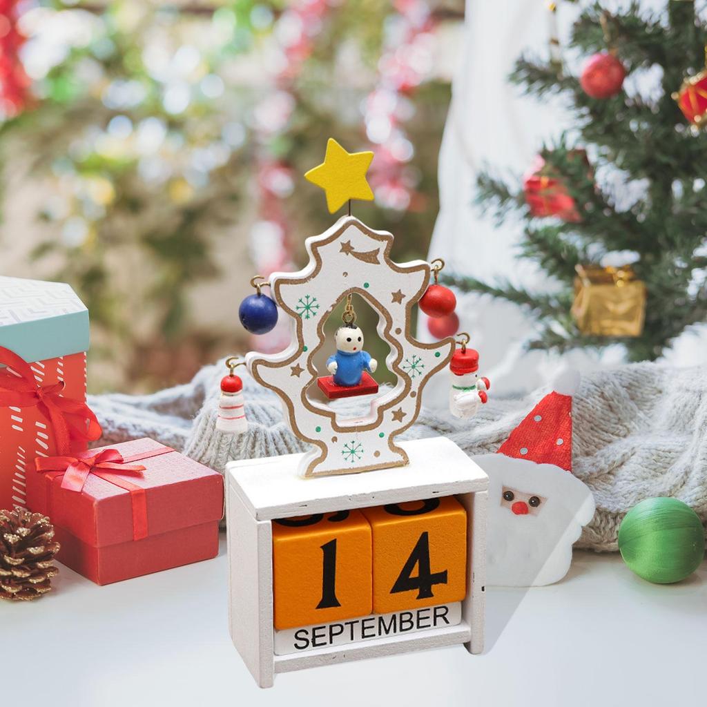 Holiday Wooden Advent Calendar Christmas Countdown Number Blocks Desk Decor for Festive Home
