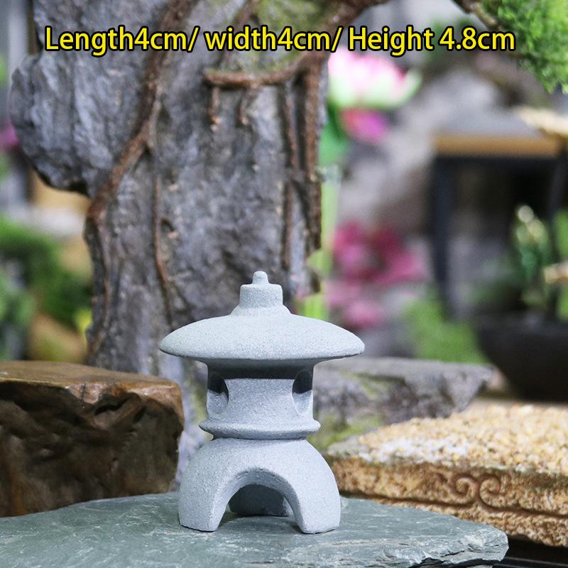 Vintage Zen Miniatyr Sand Stone Tower Pavilion Ornaments Lyktfigurer Japansk hage Bonsai Rockery Lanscaping Home Decor