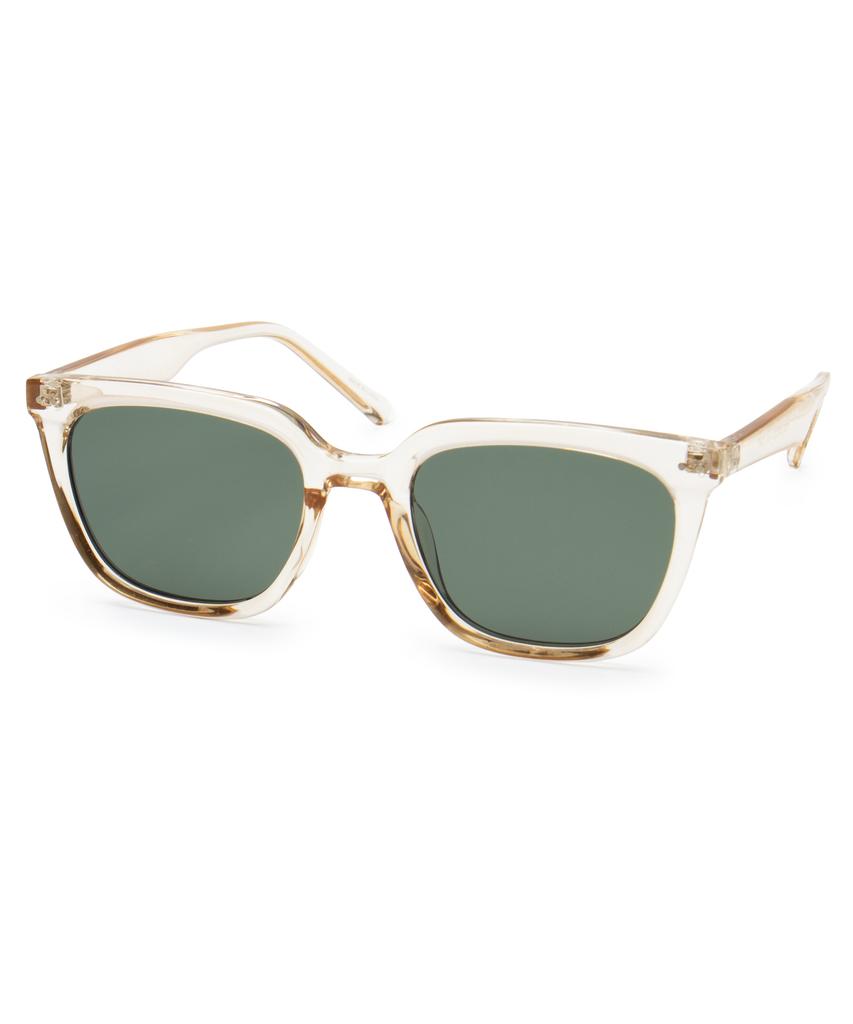 Ssiellonda D102 Uv Protection Square Horn-Rimmed Sunglasses Crystal Beige (Clear Sunglasses)