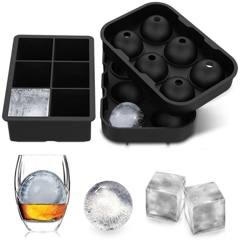 1pc Ice Cube Trays Silicone Molds for Freezer with Lid Reusable Whiskey Mold Ball Diamond