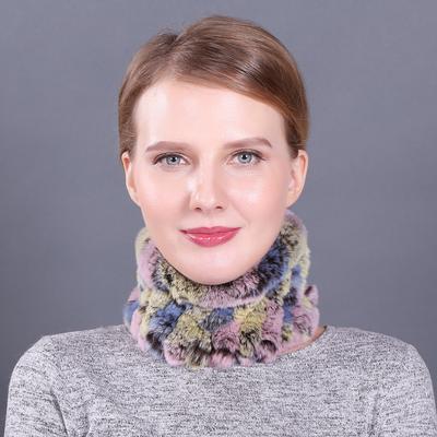 Rex Rabbit Hair Scarf Elastic Woven Fur Neck Cover for Autumn and Winter Women's Head Warm Neck Bib