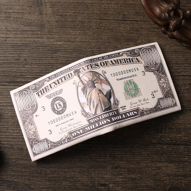 Unisexová krátká peněženka s kreativními vzory měn z různých zemí