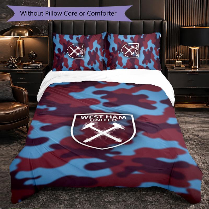 West Ham United Calcio Set Biancheria da Letto 3 Pezzi Morbido Set Copripiumino con Federe Set Decorazione Camera da Letto per la Casa