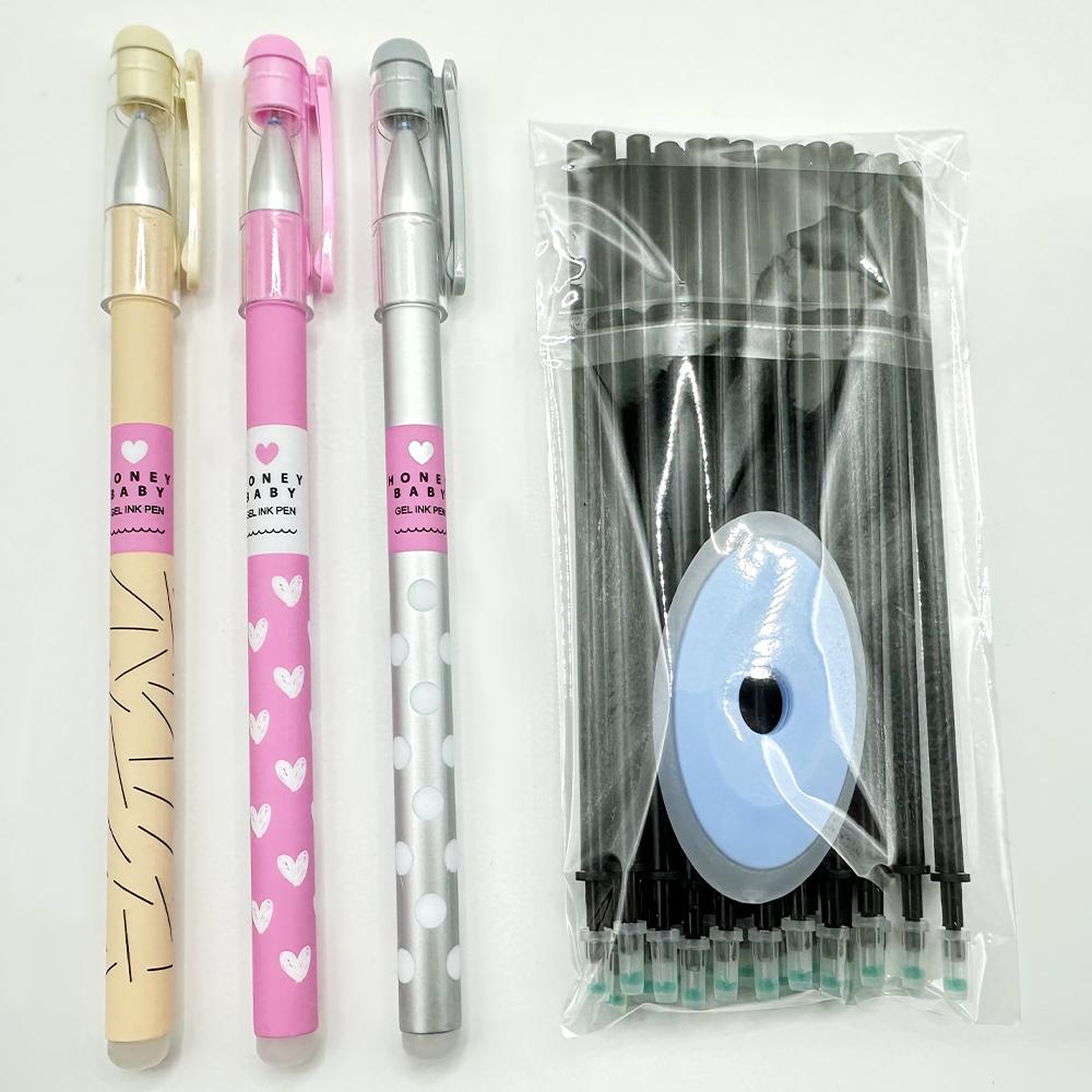 24 Pcs/set Kawaii Erasable Gel Pen 0.5mm Erasable Pen Refills Rods Washable Handle School Office Supplies Stationery