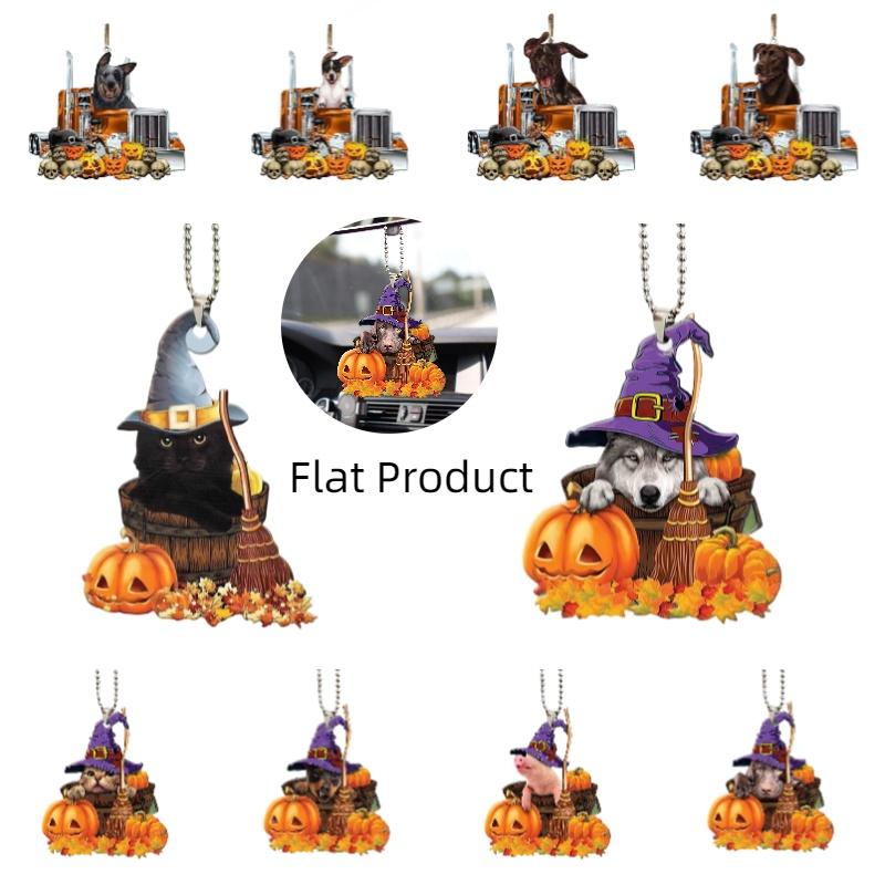 Halloween Pumpkin Cat And Dog Car Hanging Decoration For Home Acrylic Material Cartoon Style In 10 Colors) Perfect For Cross-border Export