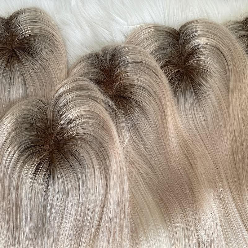 3x5 5x6 Mono Basis Haartopper Blond Farbe 100% Europäisches Echthaar Clip-in Haarteil für Frauen mit Haarausfall