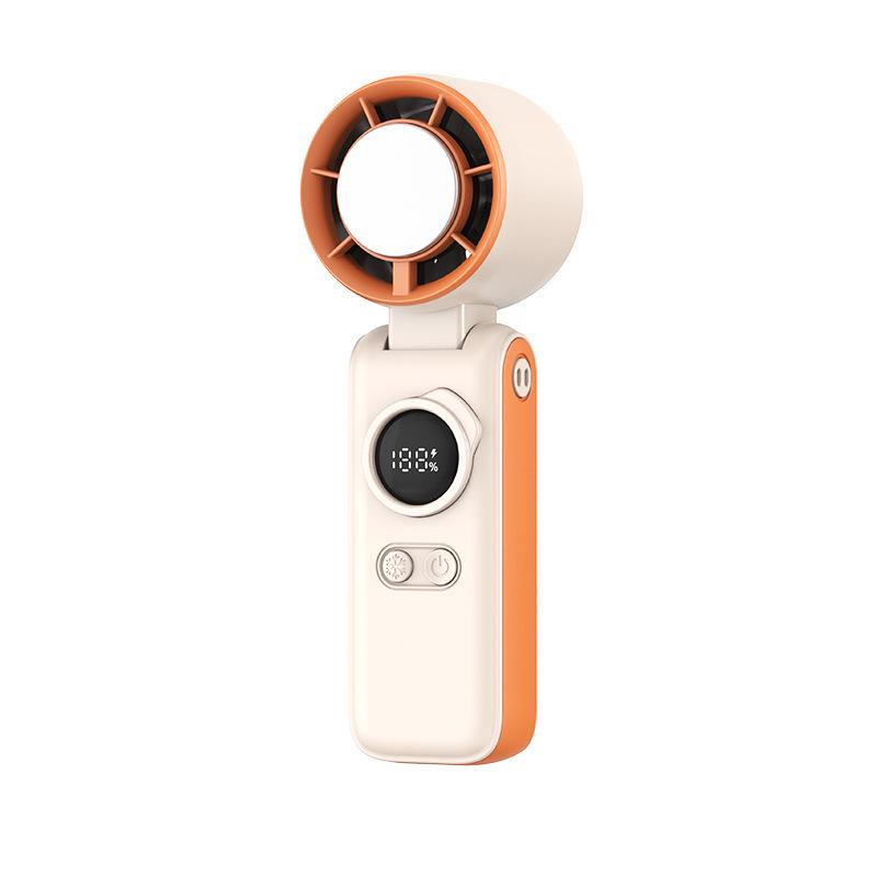 Handheld Folding USB Ice Pack Fan with Digital Display - Compact Turbine Fan with Strong Wind Power 3600mAh