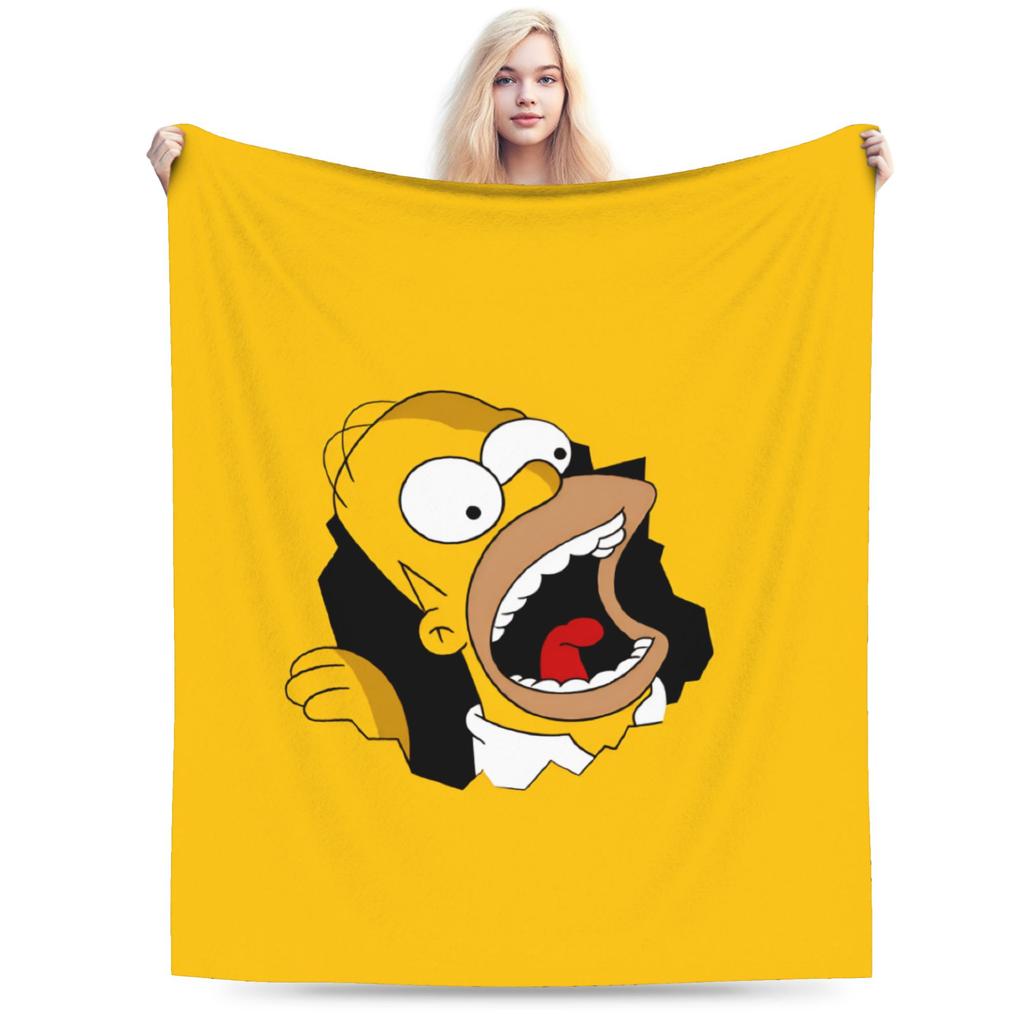 S-Simpsons Lisa Yellow Star Pattern Blankets Quality Soft Cozy Bedding Throws Winter Picnic Couch Bed Funny Bedspread