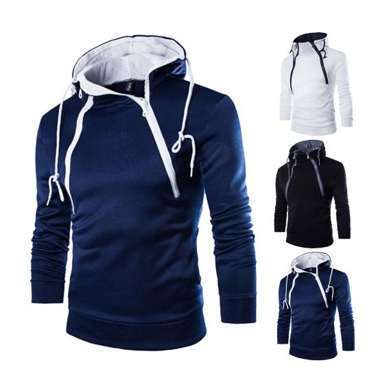 Erkek Kapüşonlu Sweatshirt Kontrast Renkler İpli Günlük Uzun Kollu Dar Kesim Kazak Sonbahar Kapüşonlu Günlük Giyim İçin