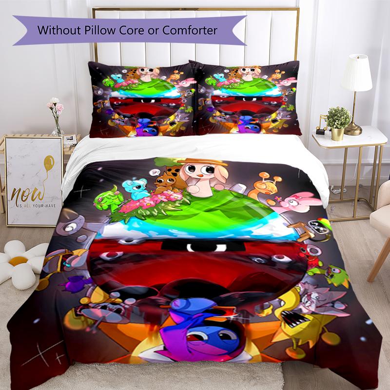 3pcs Sprunki8 pattern bedding set duvet cover set includes duvet cover &pillowcases, perfect all season bedroom decoration & gift