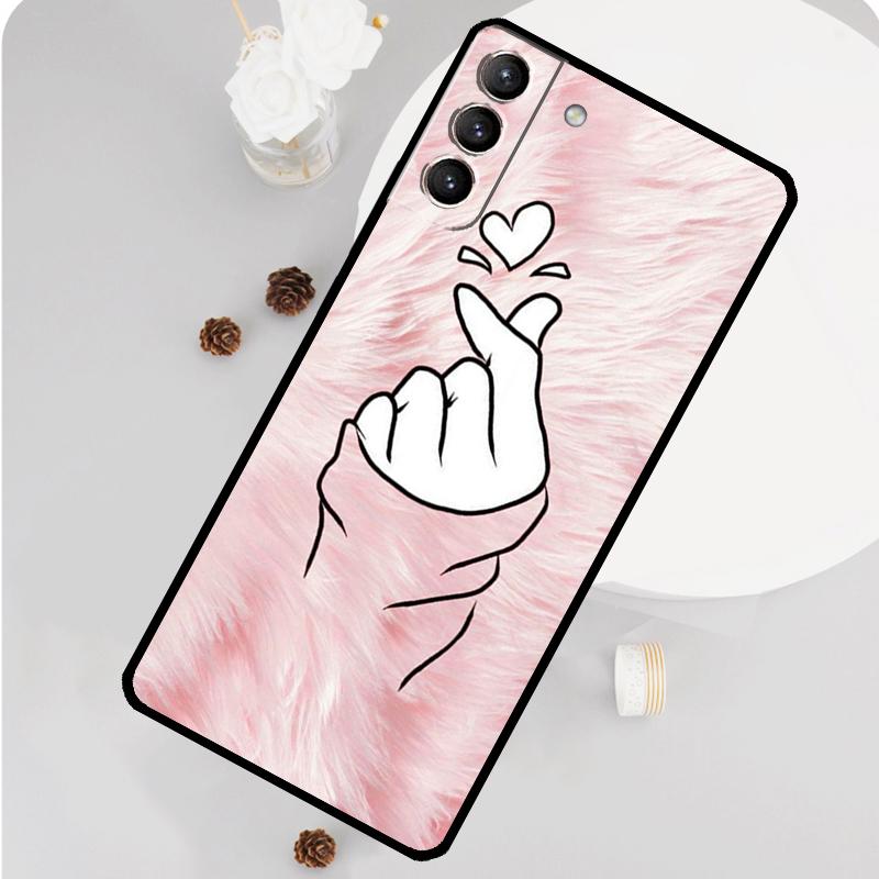 Kpop Hand Finger Heart Cover For Samsung Galaxy S23 S22 Ultra S21 FE S20 FE Note 20 Ultra S9 S10 Note 10 Plus Case