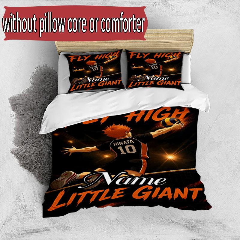 3-teiliges Bettbezug-Set (1 * Bettbezug + 2 * Kissenbezug, ohne Kern), Maßgeschneidertes Haikyu Muster Bettwäscheset, Heim Schlafzimmer Dekor Geschenk