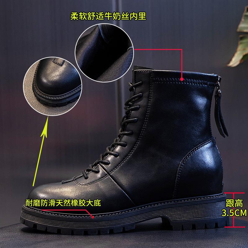 Leather Martin boots women's autumn 2025 new thick heel retro casual short boots children's British medium boots women's boots