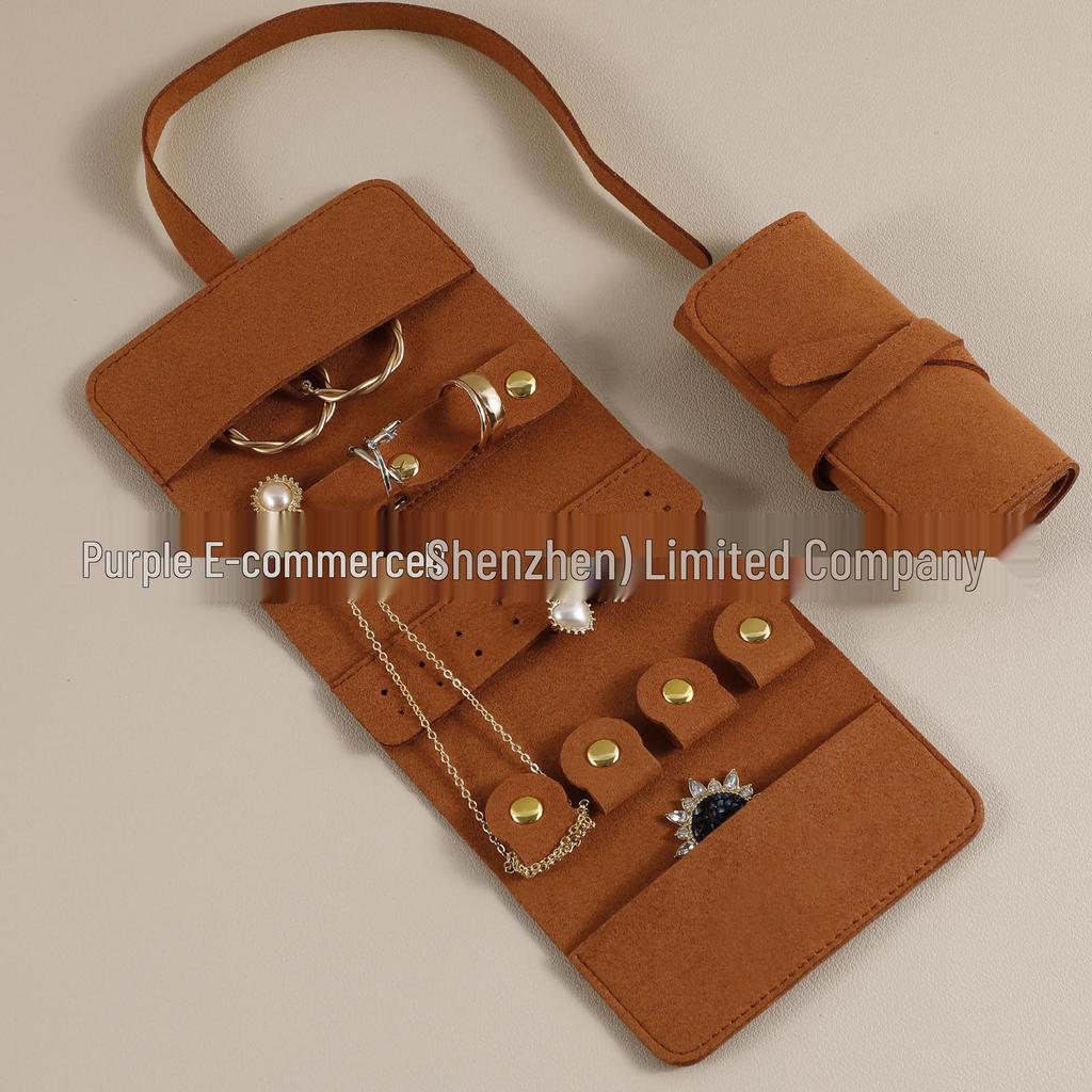 Tragbare Multifunktionale Schmuckaufbewahrungsrolle für Ohrringe, Ringe, Halsketten, Uhren - Mikrofaser-Beutel, Anpassbar mit Logo