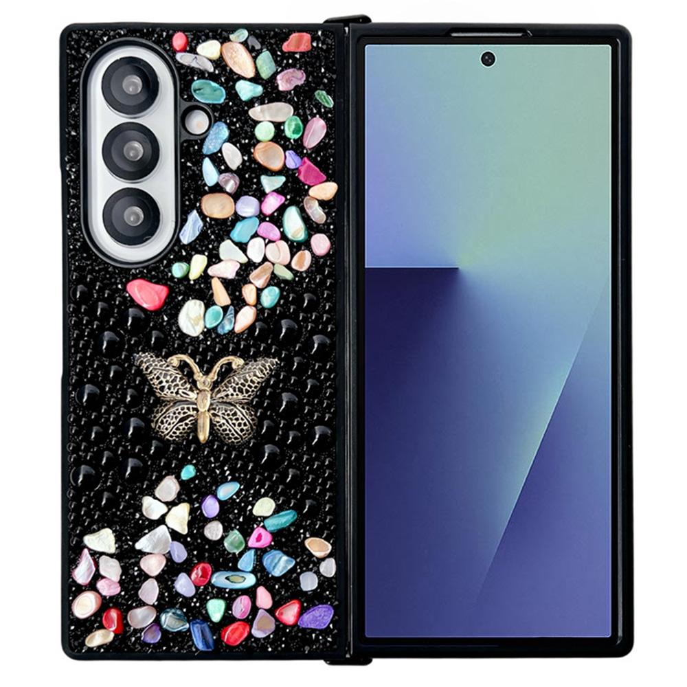 Für Samsung Galaxy Z Fold7 5G PC Handyhülle Bunte Strass Schmetterling Deko Handyhülle
