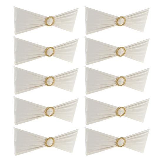10 Pcs Chair Sashes Stretchy Chair Back Bands Chair Ties Bows with Buckle Slider for Wedding Party Hotels Banquet Decoration