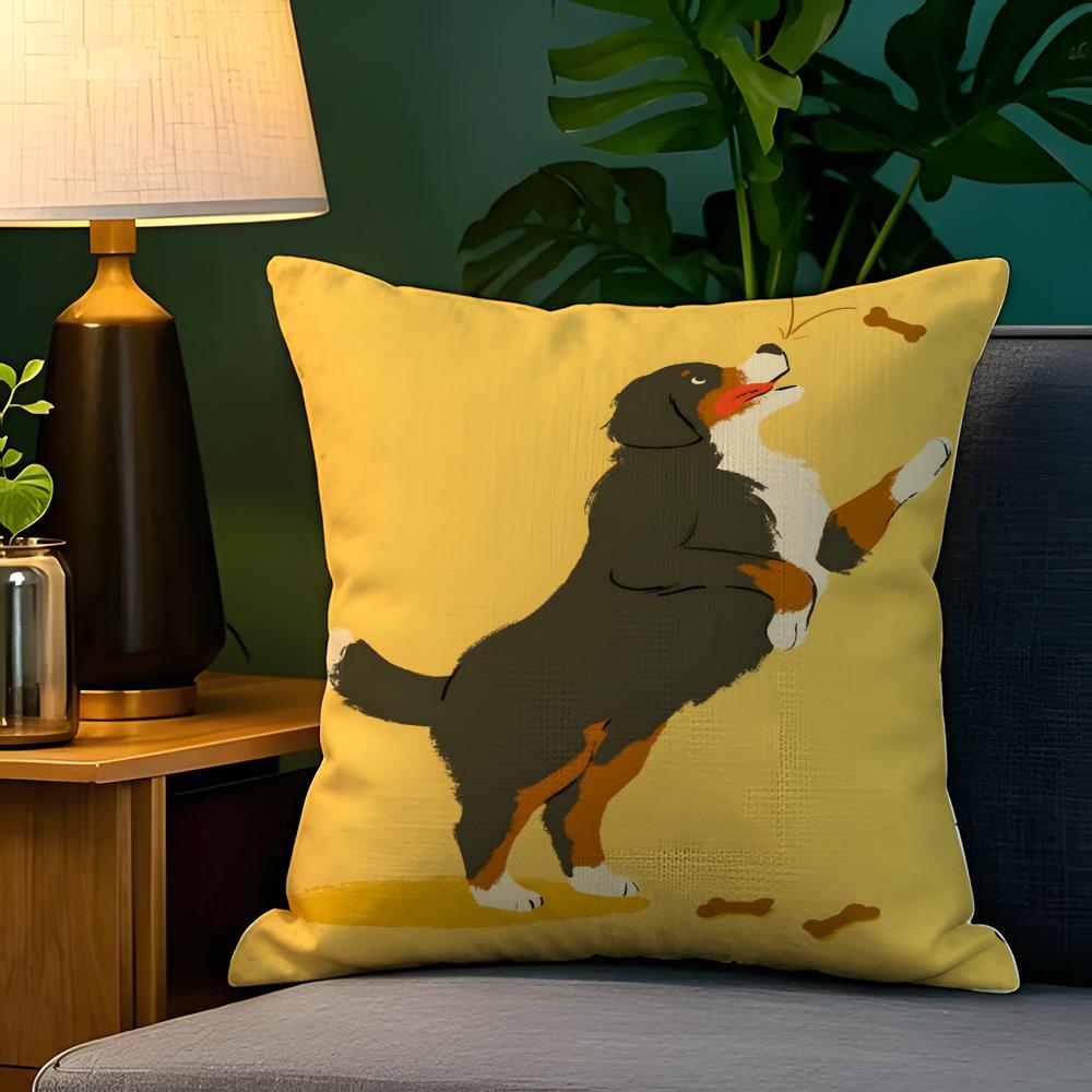 Cute Animal Floral Decorations 2 Pillow Case Natural Linen Pillow Case Double-Sided Decor Sofa Pillowcase Home Decor