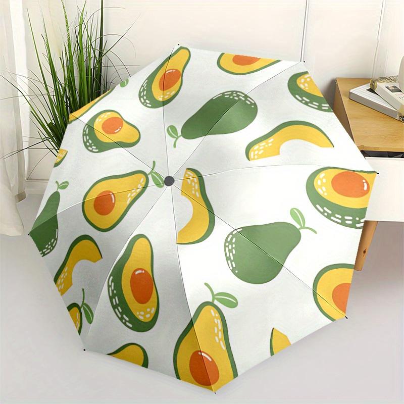 1pc Avocado Pattern Automatic Open 8-Rib Windproof Umbrella, Travel & Commuting, Suitable for All Seasons