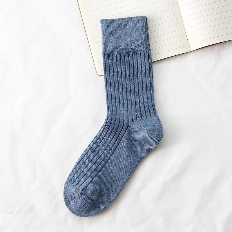 Cotton Knitting Women Socks Fashion Harajuku Retro Lady Girls Loose Long Socks Spring Autumn Solid Color Casual Soft High Socks