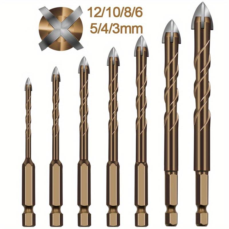 

7pcs Cross Hex Tile Bits Glass Ceramic Concrete Hole Opener Alloy Triangle Drill Size 3/4/5/6/7/8/10/12MM 7pcs
