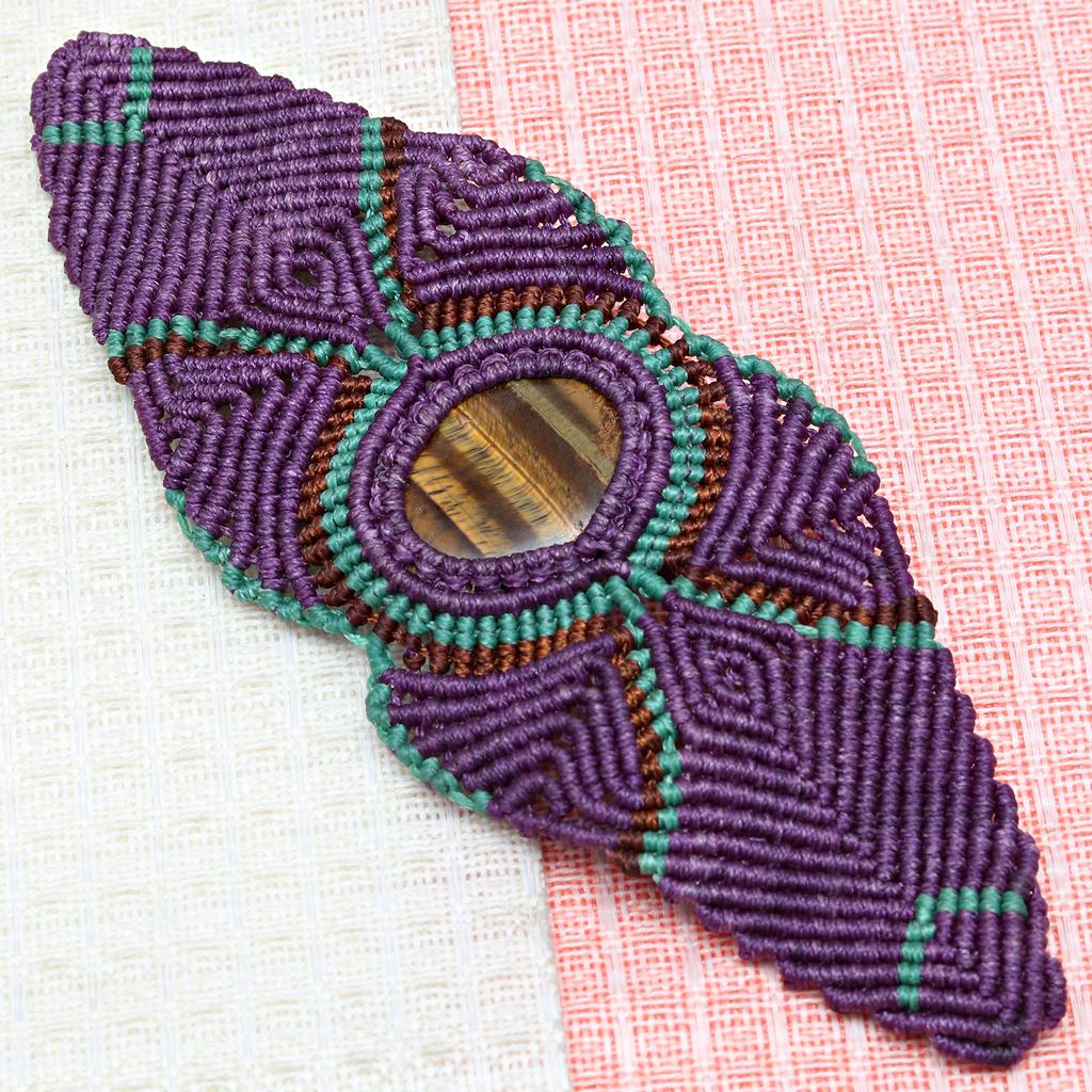Macrame Thread Jewelry Gemstone Handmade 8-10'''Ad Tiger Eye'S Bracelet Ethnic