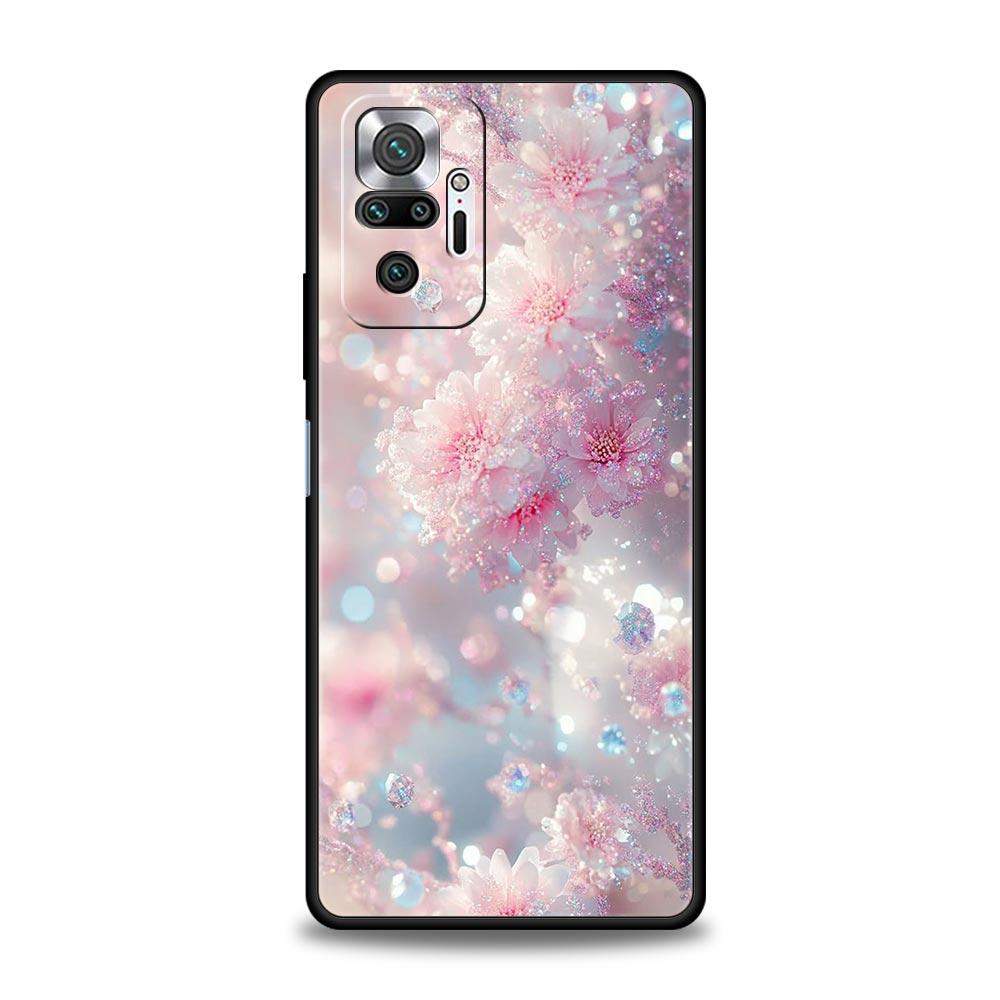Korean Flower Phone Case Cover for Redmi 14C 10C Note 15 14 13 12 10 11 K40 Pro Plus 5G Soft TPU Shockproof Shell Fundas Capas
