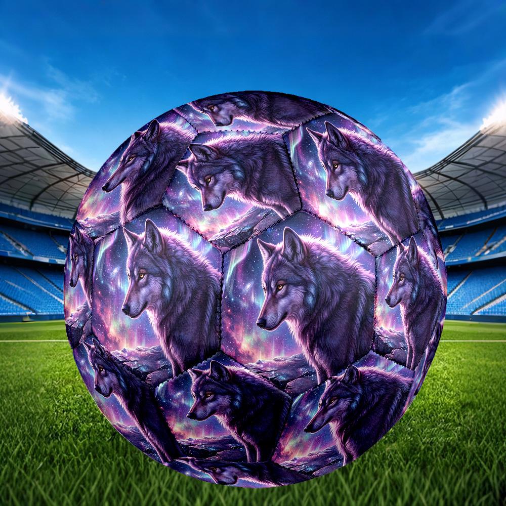 1pc Wolf Aurora Fantasy Theme Soccer Ball Football, Size 5, Lightweight PVC, Outdoor Training Soccer Ball,Sports Gift T61451