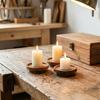 Candle Holder Tray, Round Wood Decorative Candle Plate, Rustic Tealight Pillar Candle Tray for Farmhouse, Kitchen, Coffee Table Decor