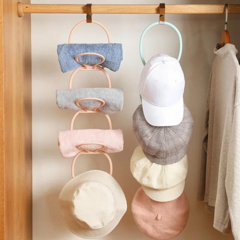 6pcs Baseball Cap Door Hanging Rack Hat Display Holder Door Closet Clothes Scarf Towel Round Storage Shelf Home Organizers