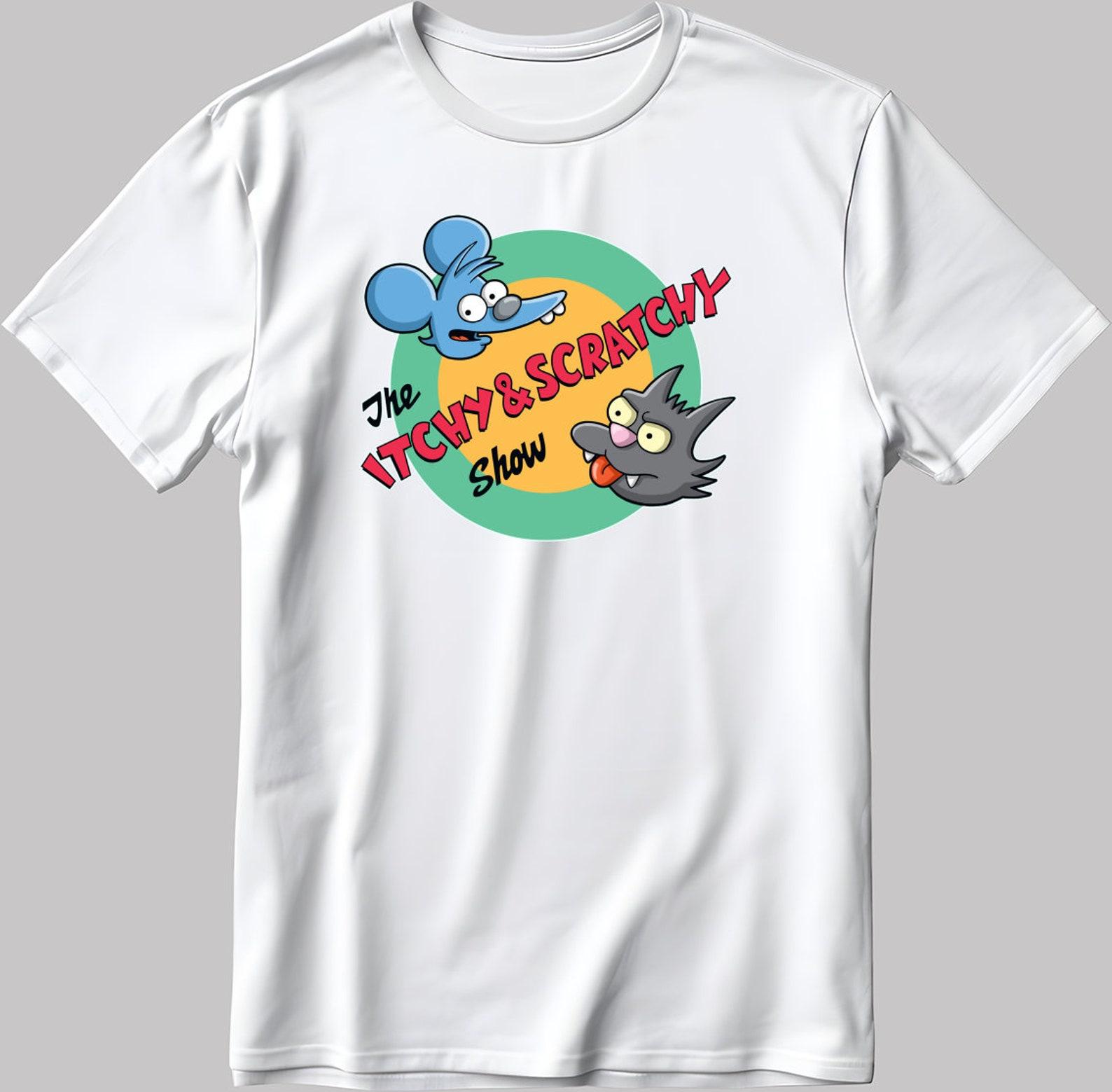 The Itchy And Scratchy Show Logo Short Sleeve White-Black Men s / Women s T-Shirt N126 L