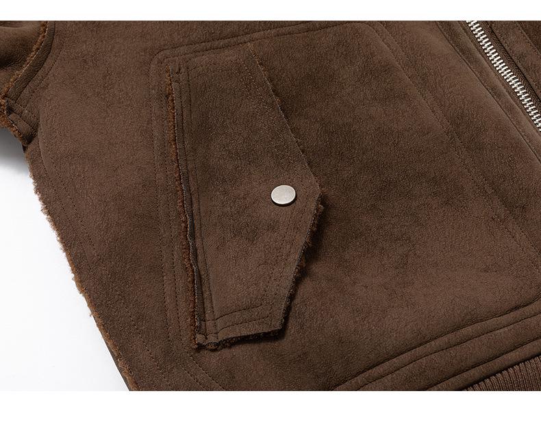 Mu Yuan Men's 2025 Winter Shearling Cotton Stand Collar Vintage Streetwear Jacket