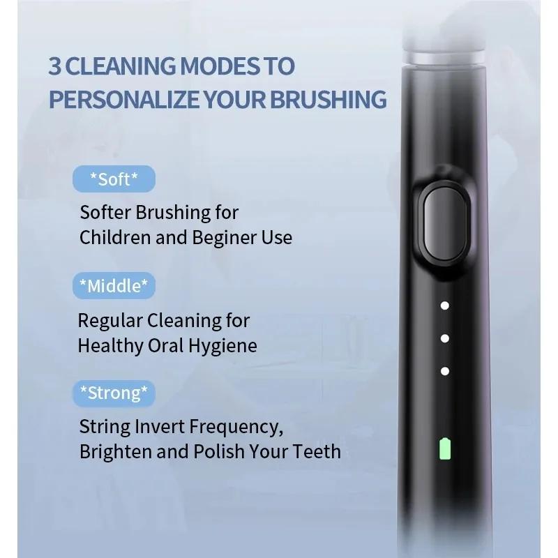 Smart Electric Toothbrush Rechargeable With 6pcs Replacement Head USB Tooth Brush Clean Whitening Sonic Toothbrush