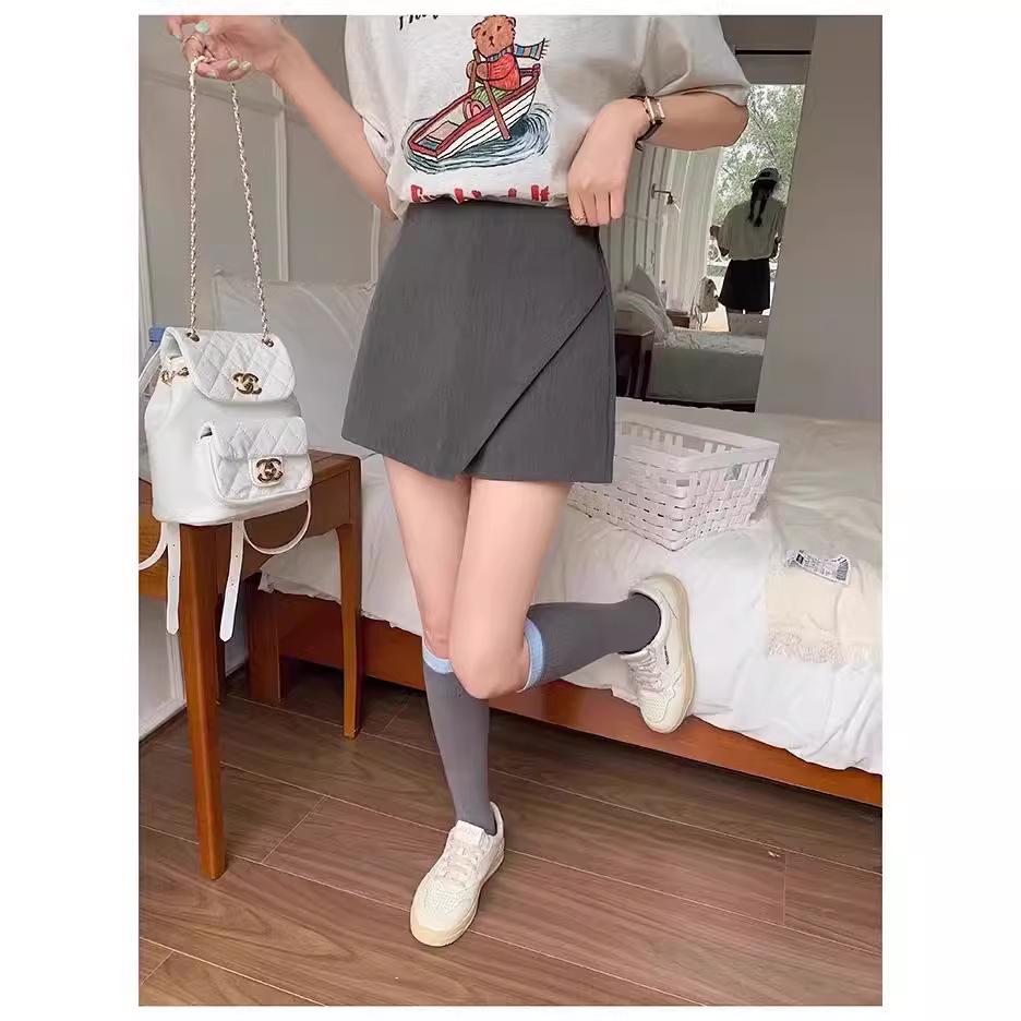 

Women s Grey High Waist Slit A-Line Bodycon Mini Skirt S серый