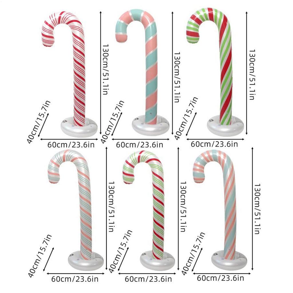 Blow Up Christmas Decorations Outdoor 4.26ft Candy Cane Decoration 6 Pieces Giant Inflatable Candy Cane With Water Fillable Base