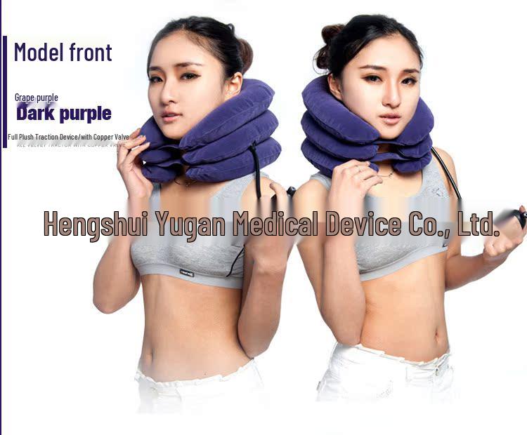 Inflatable Cervical Traction Device - Three-Layer Plush Massager Collar for Home Use